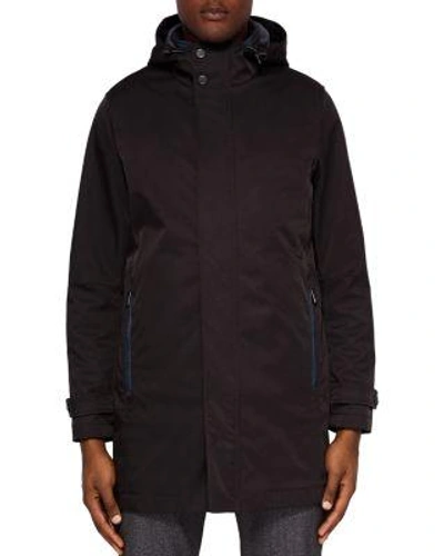 Ted Baker Stack Hooded Mac Jacket In Black