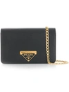 Prada Saffiano Logo Clutch In Black