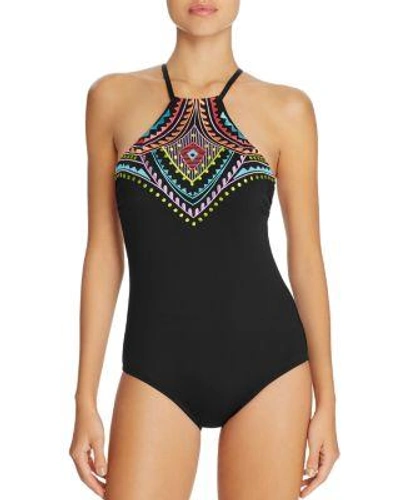 Laundry By Shelli Segal Antigua High Neck One Piece Swimsuit In Black