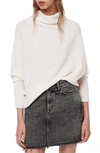 Allsaints Ridley Funnel Neck Wool & Cashmere Sweater In Chalk White