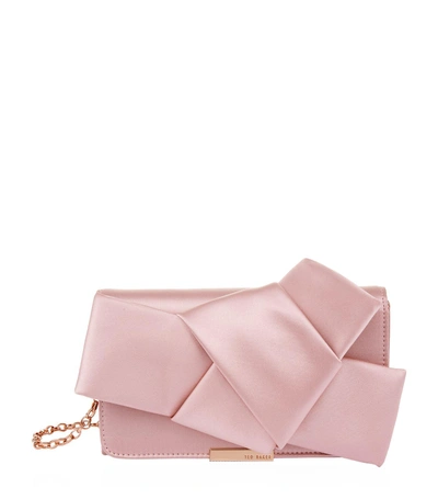 Ted Baker Fefee Satin Knotted Bow Clutch - Pink In Light Pink