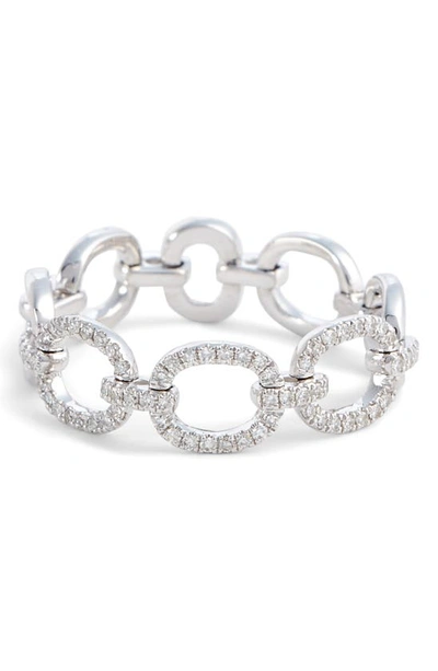 Ef Collection Flexible Chain Link Diamond Ring In White Gold
