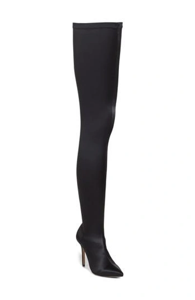 Tony Bianco Dene Thigh High Boot In Black Satin