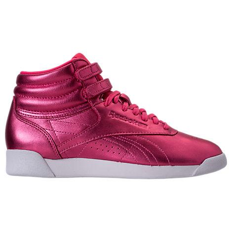 Reebok Women's Freestyle Hi Metallic Casual Shoes, Pink | ModeSens
