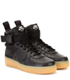 Nike Sf Air Force 1 Mid Top Sneakers In Black Gum