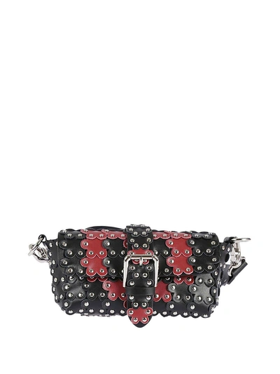 Red Valentino Studded Shoulder Bag In Nero-lacca