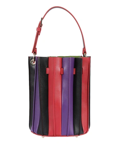 Sara Battaglia Fold Bucket Bag In Rosso-viola-nero