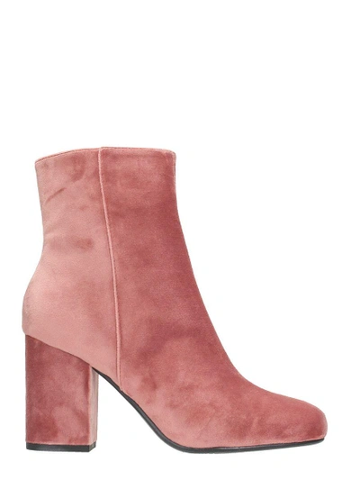 Lola Cruz Pink Velvet Boots In Rose-pink