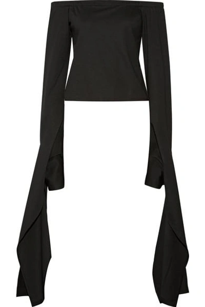 Sid Neigum Off-the-shoulder Draped Stretch-jersey Top In Black