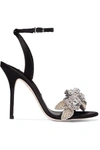 Sophia Webster Lilico Crystal-embellished Satin Sandals In Black