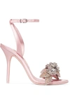 Sophia Webster Lilico Crystal-embellished Satin Sandals In Baby Pink