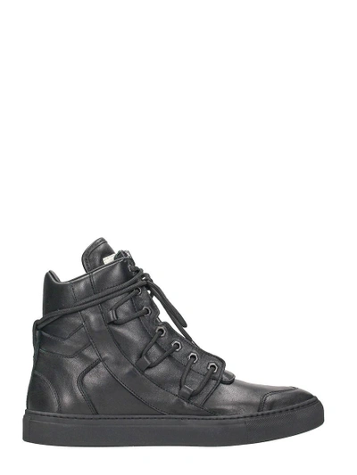 Helmut Lang High Top Black Leather Sneakers