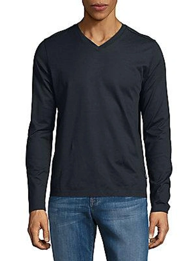 Hugo Boss Cotton V-neck Slip-on Tee In Dark Blue