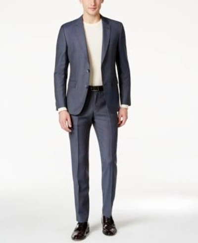 Hugo Boss Hugo Men's Slim-fit Medium Blue Pindot Suit