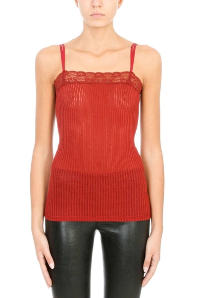 Helmut Lang Spaghetti Lingerie Tank In Bordeaux