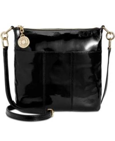 Tommy Hilfiger Th Signature Crinkle Patent Small Crossbody In Black