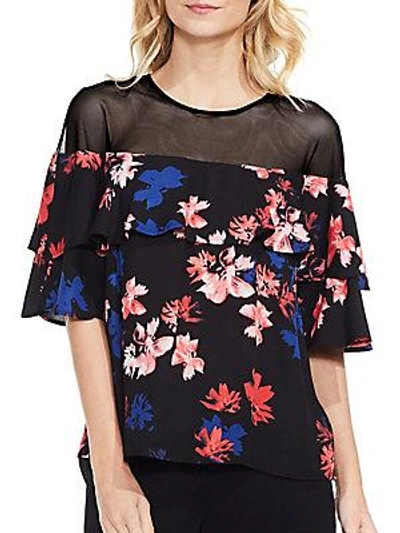 Vince Camuto Floral Illusion Top In Black