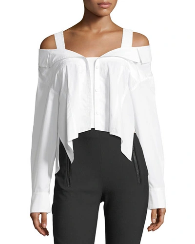 Grey By Jason Wu Deconstructed Off-the-shoulder Cotton Poplin Blouse