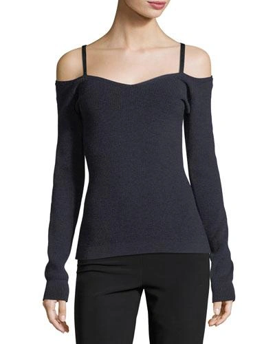 Grey By Jason Wu Cold-shoulder Knit Top In Midnight