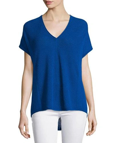 Vince Chevron-stitched V-neck Cashmere Shirt In Capri