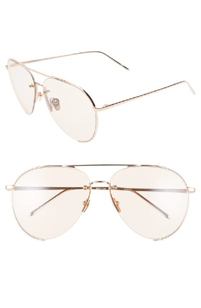 Linda Farrow 65mm Oversize Aviator Sunglasses - Rose Gold/ Peach