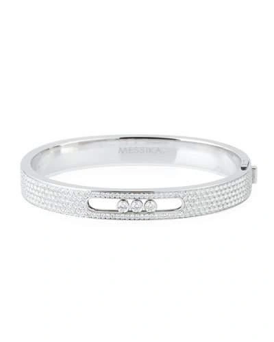 Messika Move Joaillerie Small Pave Diamond Bangle, White Gold