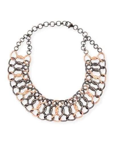 Siena Jewelry Silver & 14k Rose Gold Diamond Chain Choker Necklace