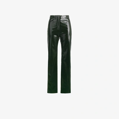 Acne Studios Tugi Vinyl Slim Leg Trousers In Green