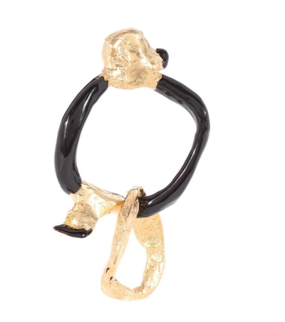 Acne Studios Alicia Painted Earring In Black And Gold