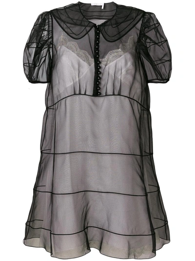 Chloé Tiered Voile Dress - Black