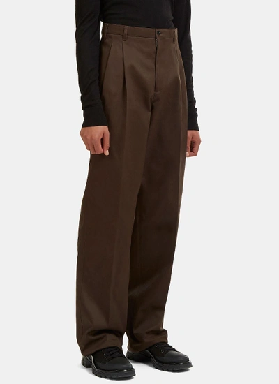 Raf Simons Wide Leg Taped Chino Pants In Brown