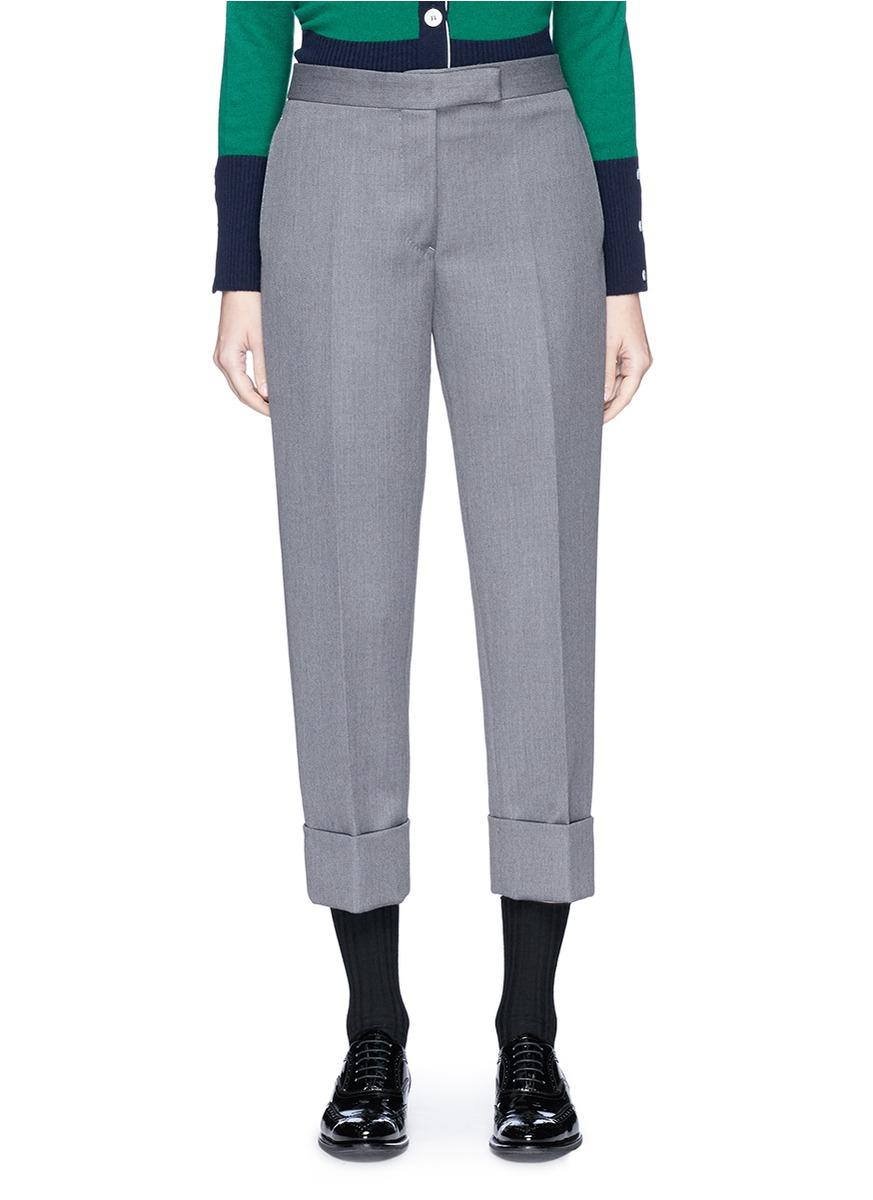 Thom Browne Wool Cavalry Twill Cropped Suiting Pants | ModeSens