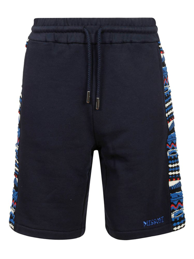 Missoni Embroidered Logo And Jacquard Insert Bermuda In Blue