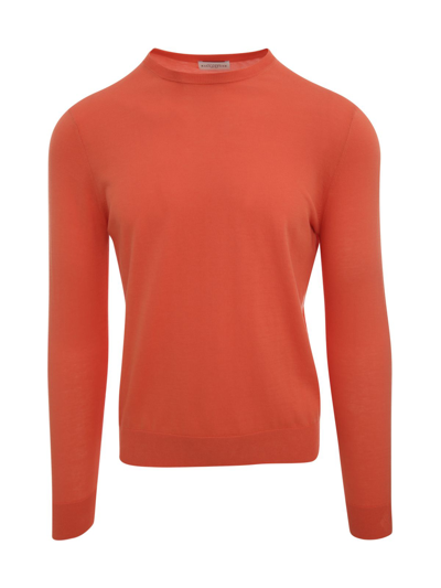Ballantyne Ribbed Crew Neck Sweater In Orange