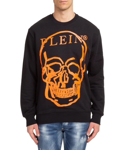 Philipp Plein Skull And Plein Cotton Sweatshirt In Black