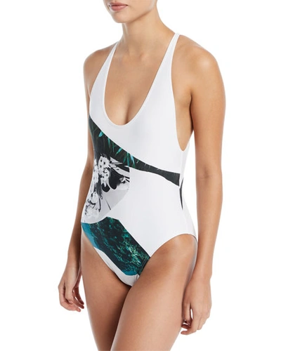 Proenza Schouler Strappy Crossback Graphic-print One-piece Swimsuit