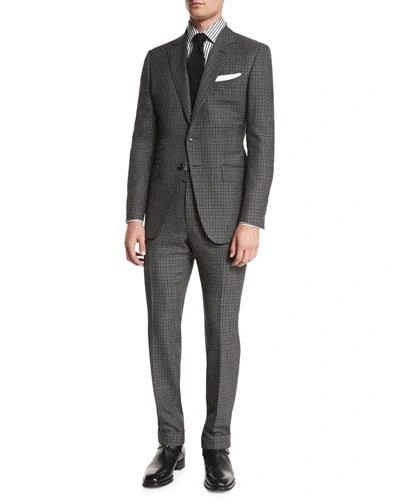 Tom Ford O'connor Base Bicolor Gingham Two-piece Suit, Black/gray In Blk/grey