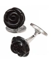 Jan Leslie Onyx Carved Rose Cuff Links In Silver