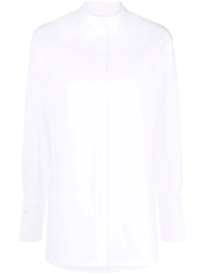 Mila Schön Band-collar Button-front Tailored Shirt In White