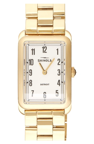 Shinola The Muldowney Rectangular Bracelet Watch, 24mm X 32mm In Gold/ White/ Gold