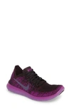 Nike Free Run Flyknit 2 Running Shoe In Black/ Raisin/ Pink