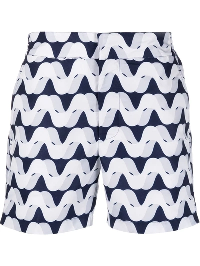 Frescobol Carioca Classic Graphic-print Recycled-woven Swim Shorts In Blue