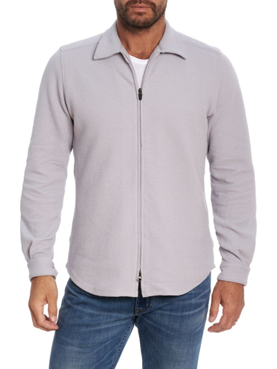 Robert Graham Roebuck Knit Zip Shirt Jacket In Light Grey