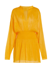 Rag & Bone Calista Long Sleeve Cotton & Silk Minidress In Yellow