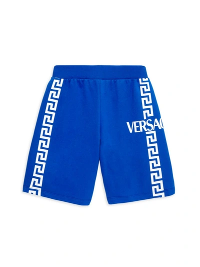 Versace Kids Blue Logo-print Cotton Shorts (8-14 Years)