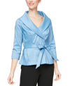 Alex Evenings Brushed Satin Tie Waist Blouse In Hygrangea