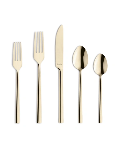 Amefa Dallas Flatware Set, 20 Piece In Champagne Colored Stainless Steel