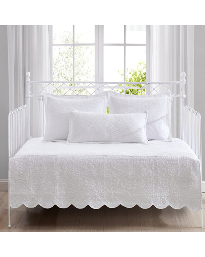 Laura Ashley Solid Trellis Cotton 4 Piece Daybed Set Bedding In White