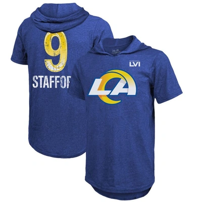 Majestic Threads Matthew Stafford Royal Los Angeles Rams Super Bowl Lvi Name & Number Short Sleeve H