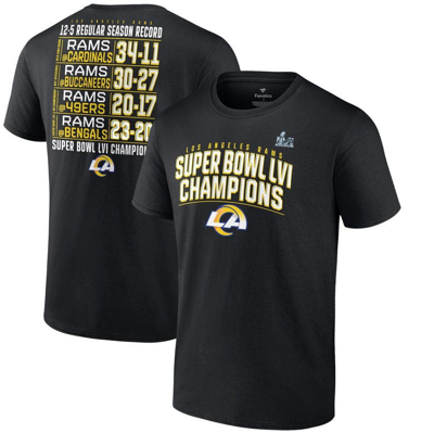 Fanatics Branded Black Los Angeles Rams Super Bowl Lvi Champions Big & Tall Schedule T-shirt